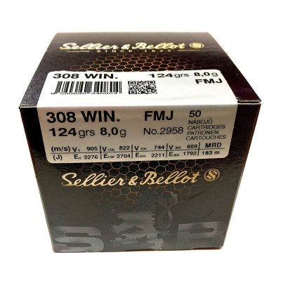 .308 WIN. FMJ SELLIER&BELLOT 124grs./8g 50ks